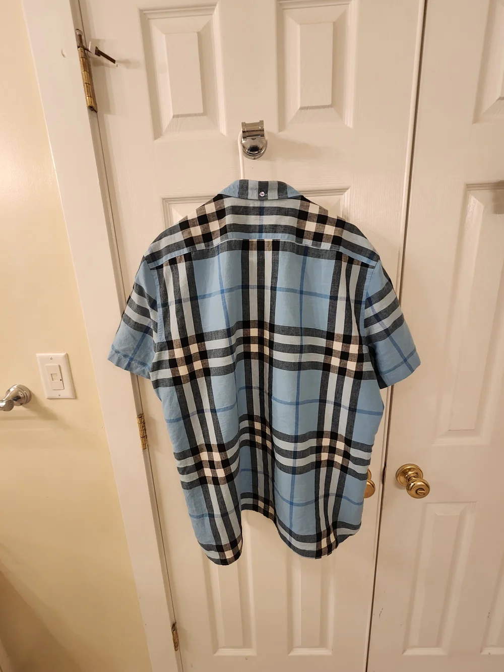 Burberry Light Blue Check Button Up Shirt